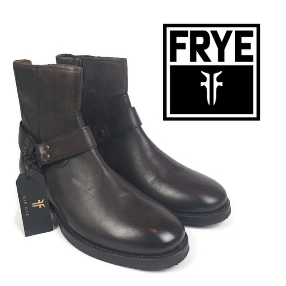 FRYE John Addison Harness Leather Boot Sz 8 - Picture 1 of 12